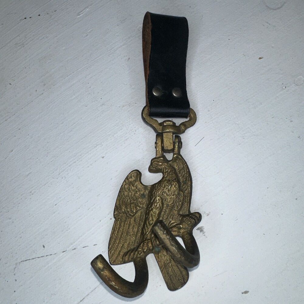 WW1 Imperial German Belt Eagle Drum Hanger Holder Brass With Iron Hooks Leather